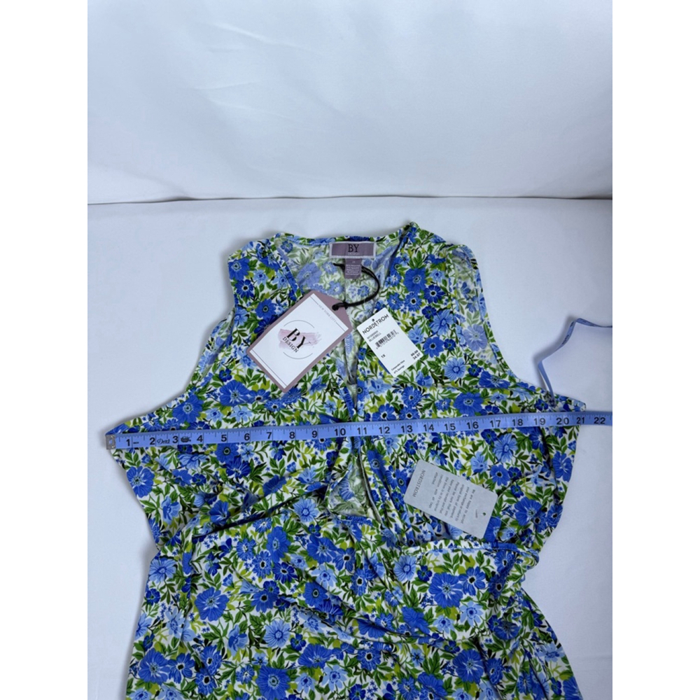 NWT Women's By Design Blue Green Floral Midi Wrap Dress Plus Size 1X - Picture 12 of 14